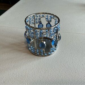 Elegant Blue and Silver Gem Candle Holder